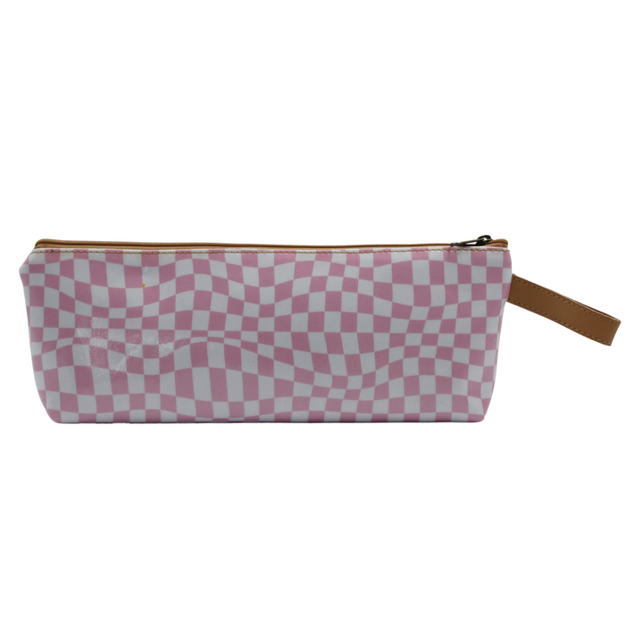 1 Zip Pencil Case - Warped Check Pink