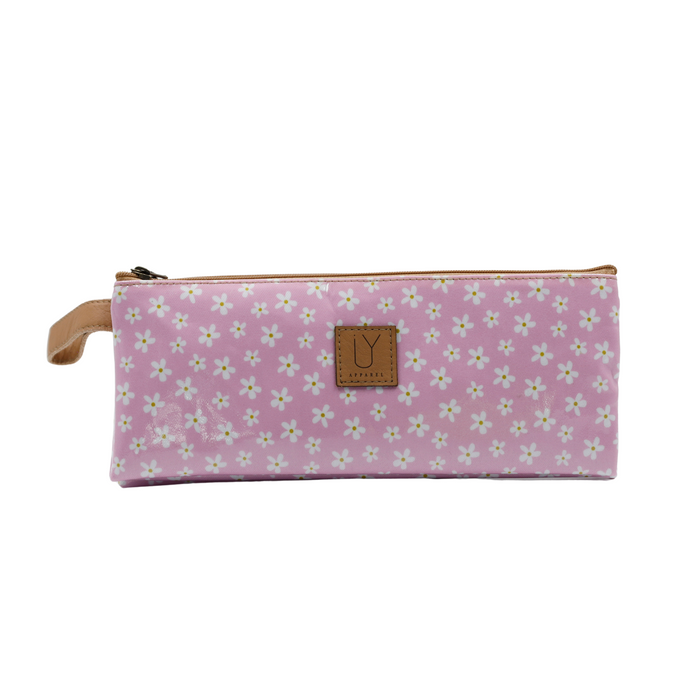 3 Zip Pencil Case - Pink Daisy