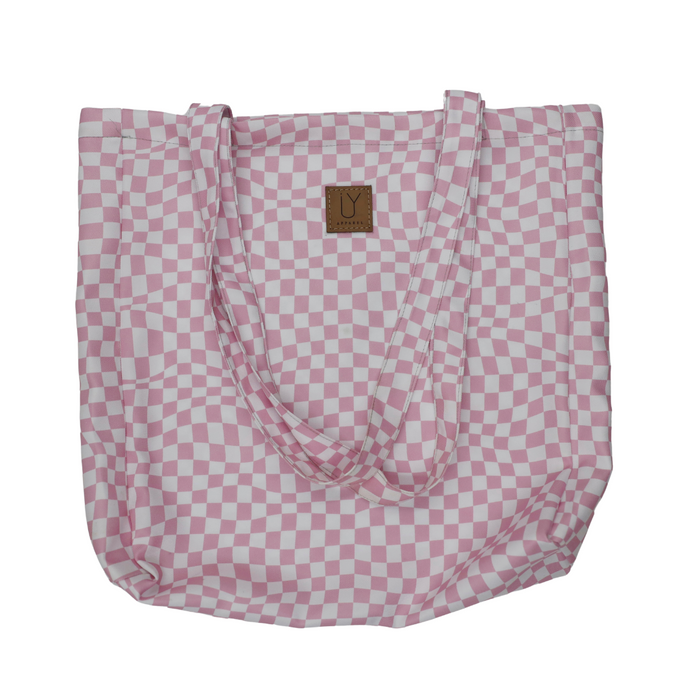 Cotton Tote - Warped Check Pink