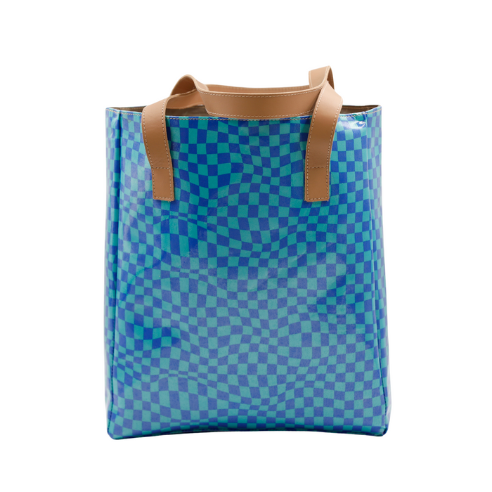 Campus Tote - Warped Check Aqua