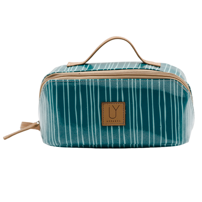 Large Cosmetic Bag - Stripe Green