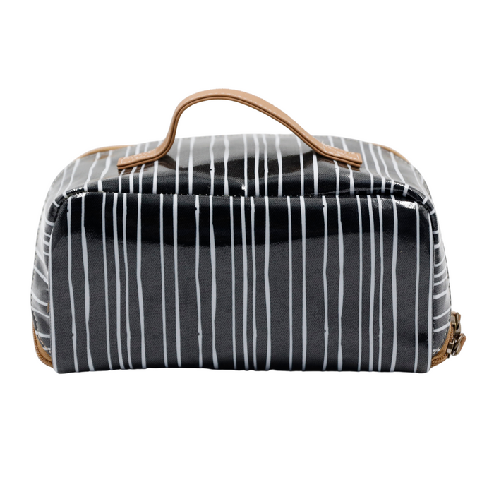 Large Cosmetic Bag - Stripe Black on White