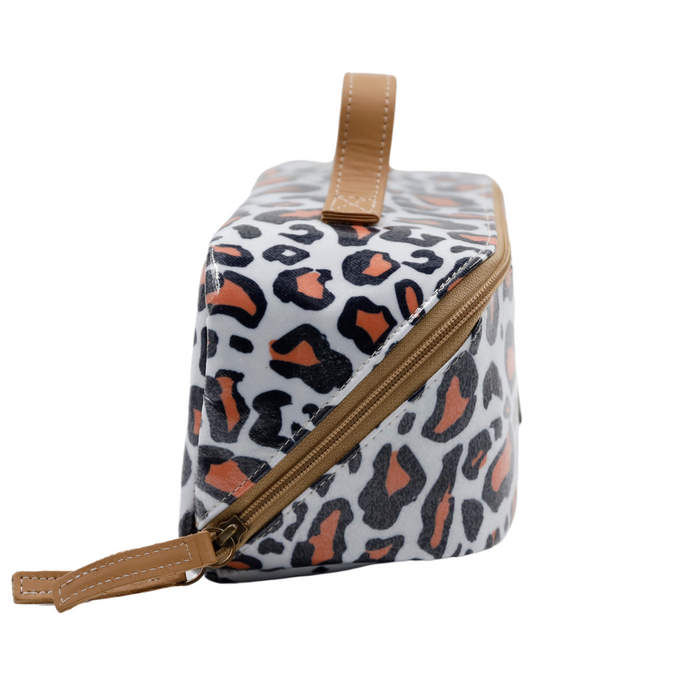 Large Cosmetic Bag - Leopard Coral