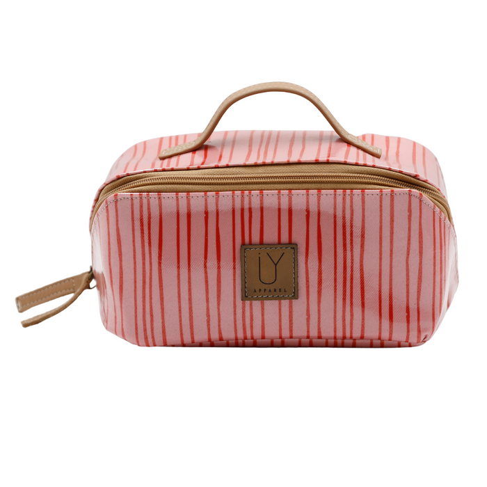 Large Cosmetic Bag - Stripes Pink