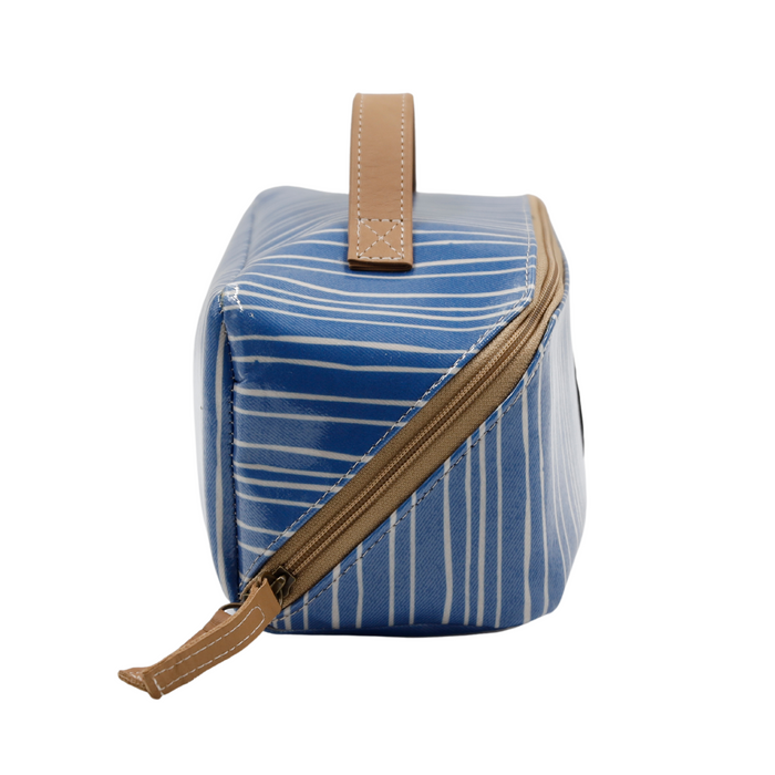 Large Cosmetic Bag - Stripe Blue