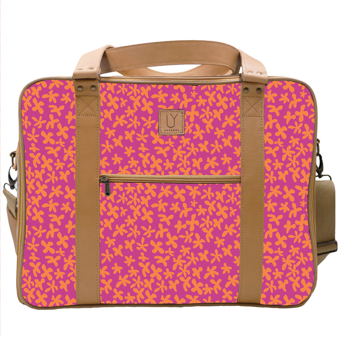 Overnight Bag with Leather Handles - Hot Daisy
