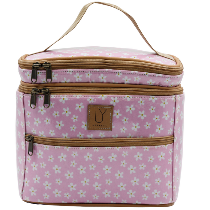 Stand Up Toiletry Bag - Pink Daisy