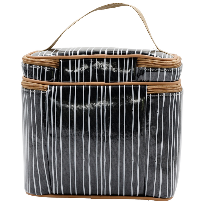 Stand Up Toiletry Bag - Stripe Black and White