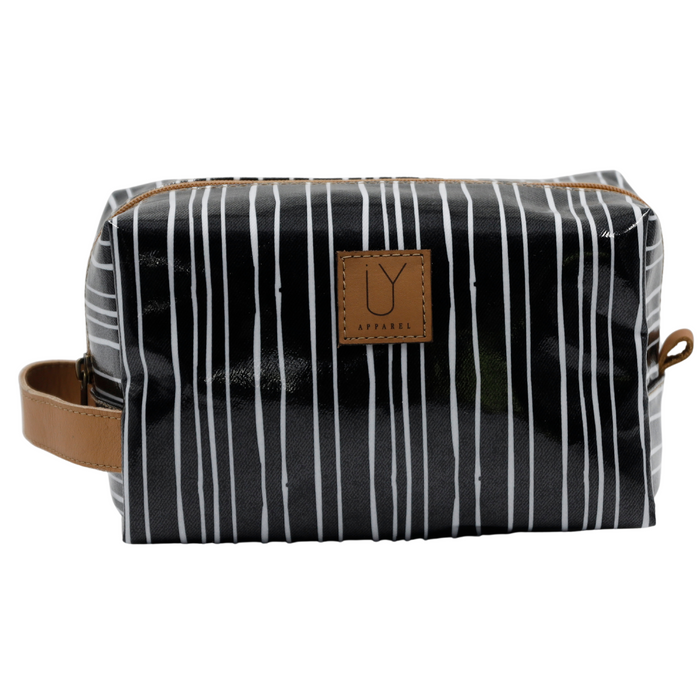 Soft Cosmetic Bag - Stripe Black on White