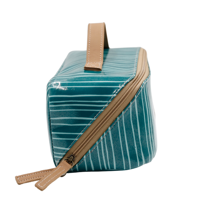 Large Cosmetic Bag - Stripe Green