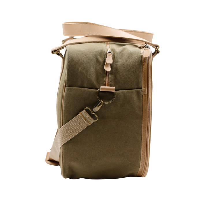 Overnight Bag with Leather Handles - Khaki Canvas