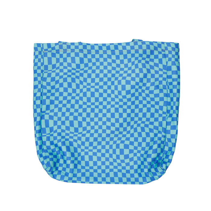 Cotton Tote - Warped Check Aqua