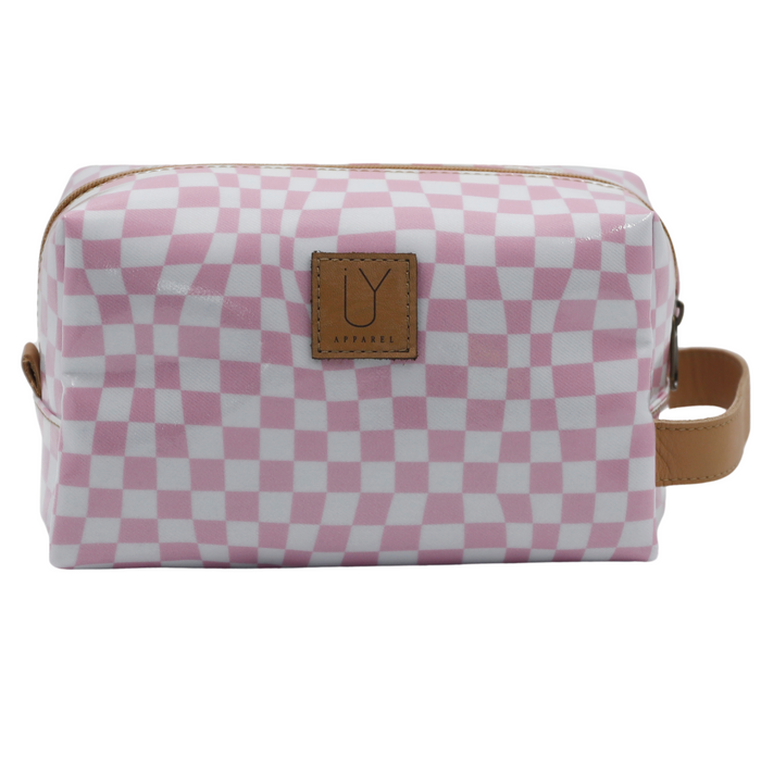 Soft Cosmetic Bag - Warped Check Pink