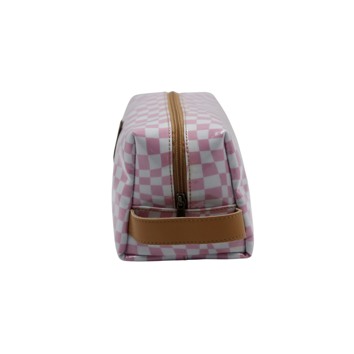 Soft Cosmetic Bag - Warped Check Pink