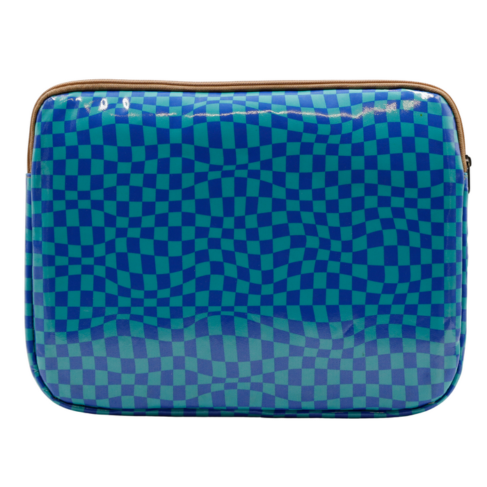 Laptop Sleeve Large - Warped Check Aqua