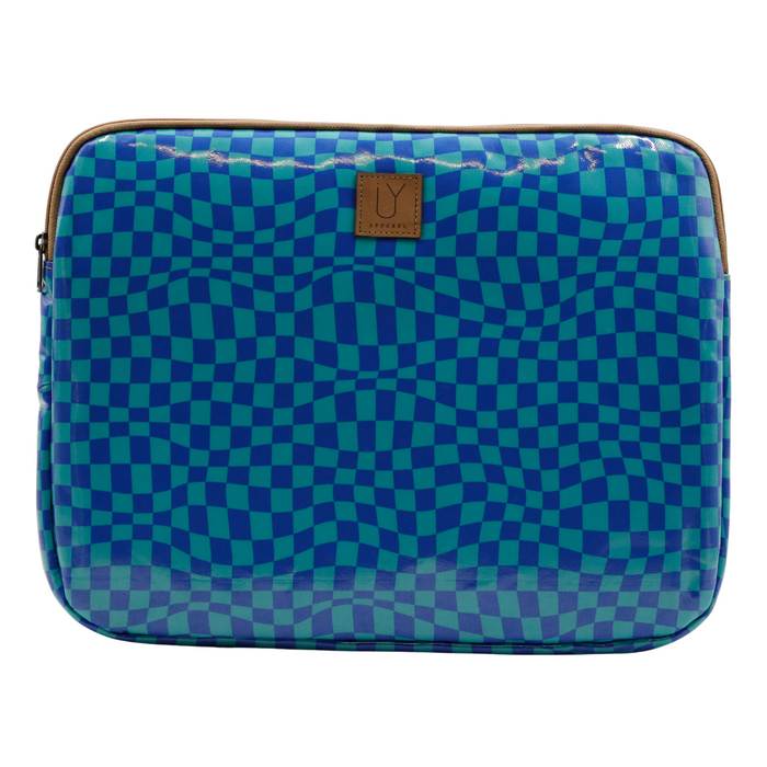 Laptop Sleeve Large - Warped Check Aqua