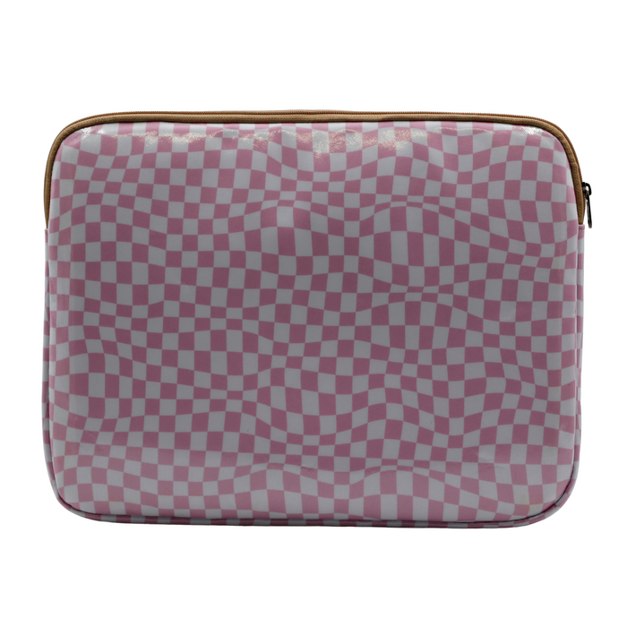 Laptop Sleeve Large - Warped Check Pink