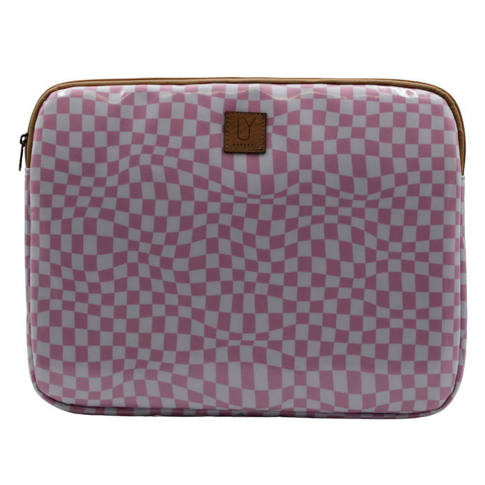 Laptop Sleeve Large - Warped Check Pink