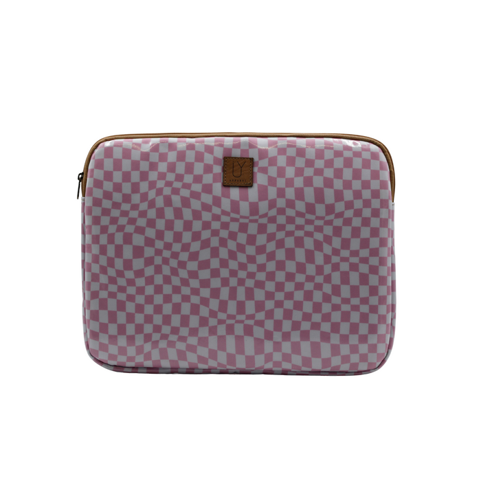 Laptop Sleeve Medium - Warped Check Pink